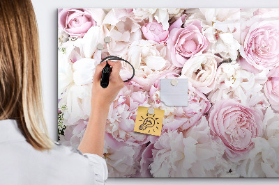 Pizarra borrable de cristal con imanes Tablero floral para notas y fotos