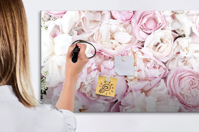 Pizarra borrable de cristal con imanes Tablero floral para notas y fotos