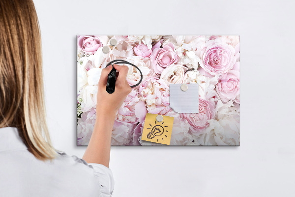 Pizarra borrable de cristal con imanes Tablero floral para notas y fotos