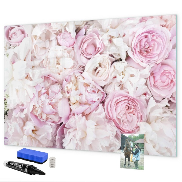 Pizarra borrable de cristal con imanes Tablero floral para notas y fotos
