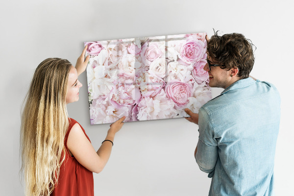 Pizarra borrable de cristal con imanes Tablero floral para notas y fotos