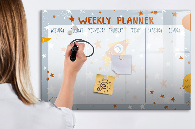 Pizarra magnética de pared con rotulador Planificador semanal con espacio para fotos