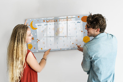 Pizarra magnética de pared con rotulador Planificador semanal con espacio para fotos