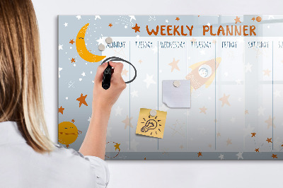 Pizarra magnética de pared con rotulador Planificador semanal con espacio para fotos