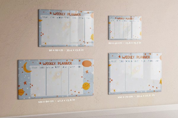 Pizarra magnética de pared con rotulador Planificador semanal con espacio para fotos