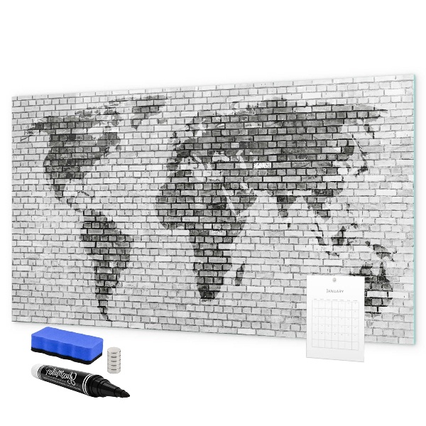 Pizarra borrable de cristal con imanes Mapa interactivo para mostrar fotos