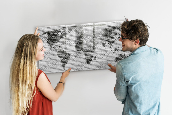 Pizarra borrable de cristal con imanes Mapa interactivo para mostrar fotos