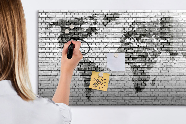 Pizarra borrable de cristal con imanes Mapa interactivo para mostrar fotos