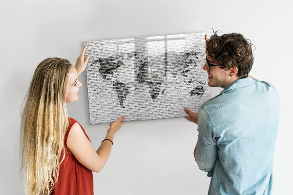 Pizarra borrable de cristal con imanes Mapa interactivo para mostrar fotos