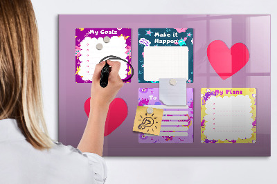 Pizarra magnética de pared con rotulador Tablero de planificación y motivación