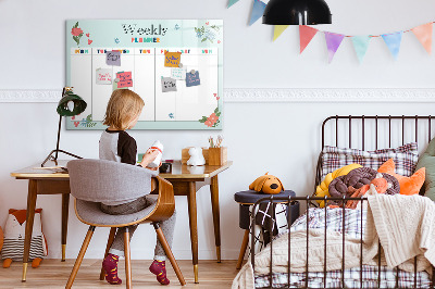 Pizarra magnética de pared con rotulador Planificador semanal con espacio para fotos