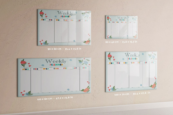Pizarra magnética de pared con rotulador Planificador semanal con espacio para fotos