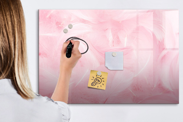 Pizarra borrable de cristal con imanes Tablero rosa para notas y fotos