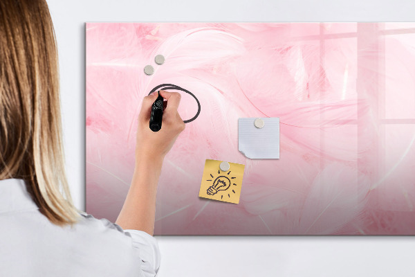 Pizarra borrable de cristal con imanes Tablero rosa para notas y fotos