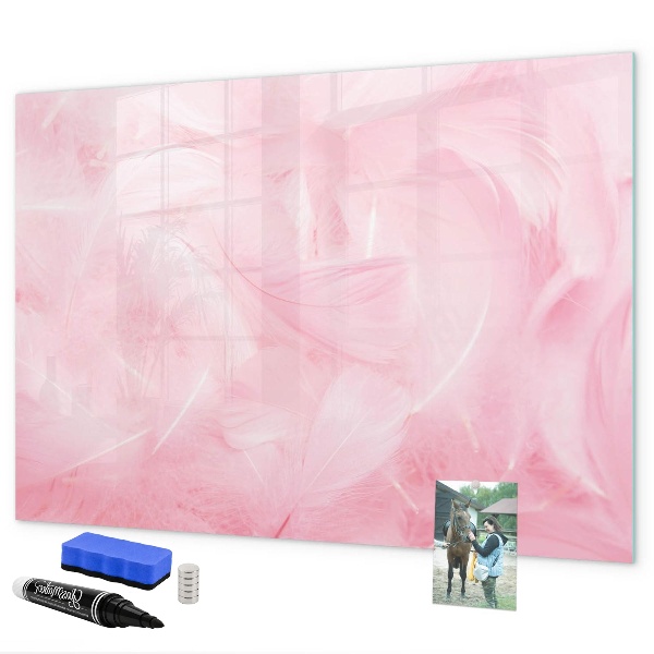 Pizarra borrable de cristal con imanes Tablero rosa para notas y fotos
