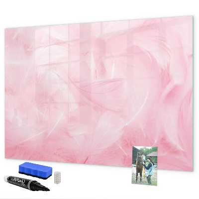 Pizarra borrable de cristal con imanes Tablero rosa para notas y fotos