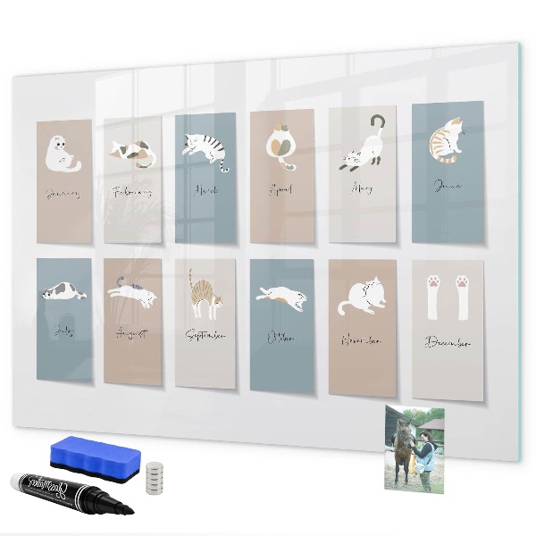Pizarra magnética de pared con rotulador Un calendario creativo para cada estación.