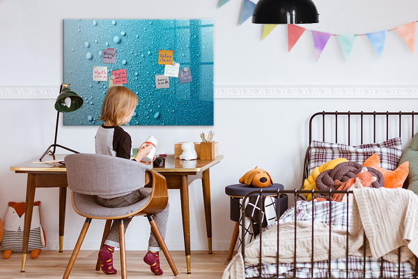 Pizarra magnética de pared con rotulador Pizarra azul con imanes y fotos