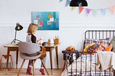 Pizarra magnética de pared con rotulador Pizarra azul con imanes y fotos