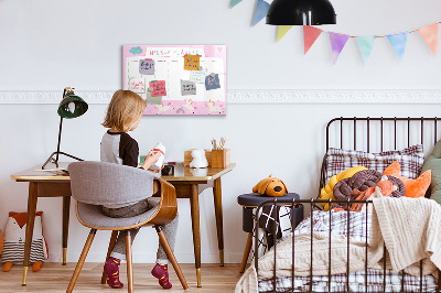 Pizarra magnética de pared con rotulador Planificador semanal de unicornios