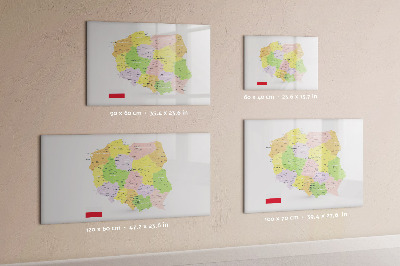 Pizarra borrable de cristal con imanes Mapa interactivo de Polonia para personalización