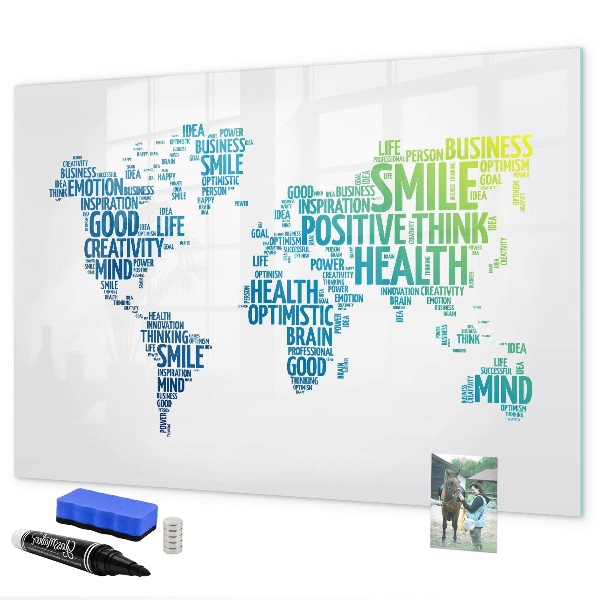 Pizarra magnética de pared con rotulador Un mundo lleno de ideas y positividad.