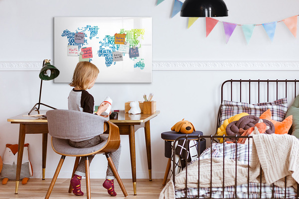 Pizarra magnética de pared con rotulador Un mundo lleno de ideas y positividad.