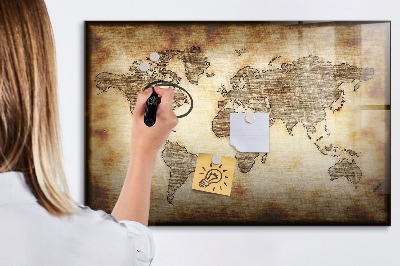 Pizarra magnética de pared con rotulador Mapa del mundo con ubicaciones de fotos