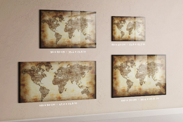 Pizarra magnética de pared con rotulador Mapa del mundo con ubicaciones de fotos