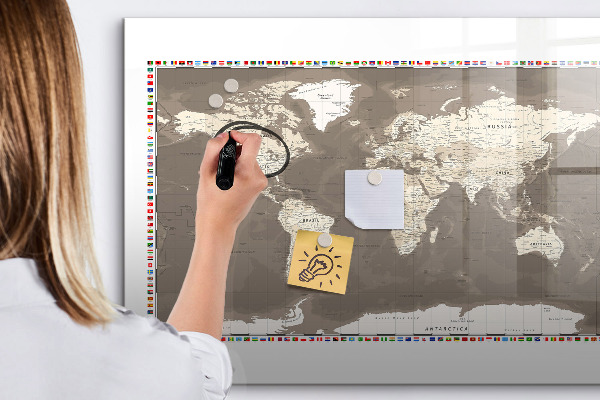 Pizarra borrable de cristal con imanes Mapa interactivo para recuerdos y notas.