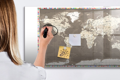 Pizarra borrable de cristal con imanes Mapa interactivo para recuerdos y notas.