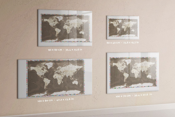 Pizarra borrable de cristal con imanes Mapa interactivo para recuerdos y notas.