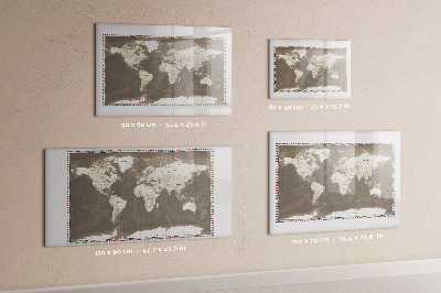 Pizarra borrable de cristal con imanes Mapa interactivo para recuerdos y notas.