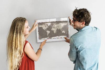 Pizarra borrable de cristal con imanes Mapa interactivo para recuerdos y notas.