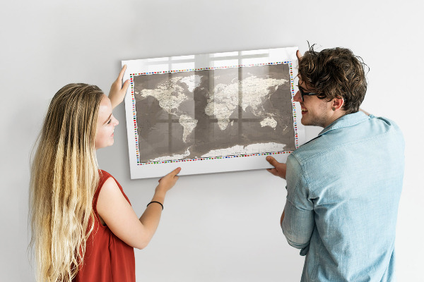 Pizarra borrable de cristal con imanes Mapa interactivo para recuerdos y notas.