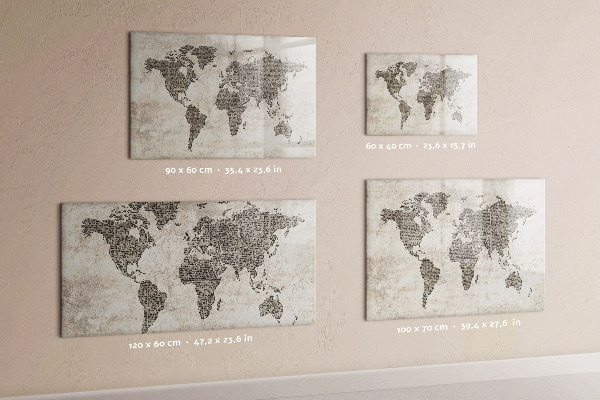 Pizarra magnética de pared con rotulador Mapa del mundo con ubicaciones de fotos