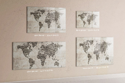 Pizarra magnética de pared con rotulador Mapa del mundo con ubicaciones de fotos