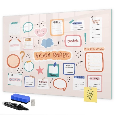 Pizarra magnética de pared con rotulador Tablero de inspiración creativa y objetivos
