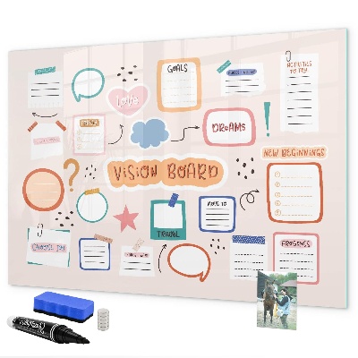 Pizarra magnética de pared con rotulador Tablero de inspiración creativa y objetivos