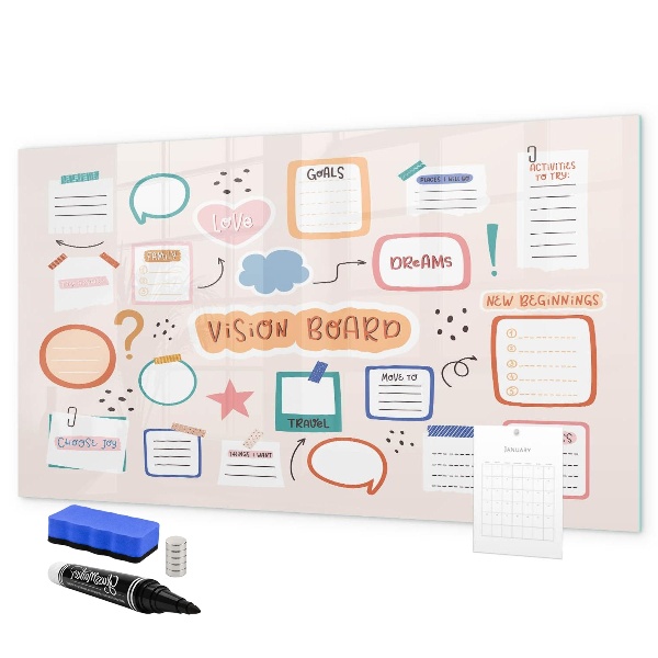 Pizarra magnética de pared con rotulador Tablero de inspiración creativa y objetivos