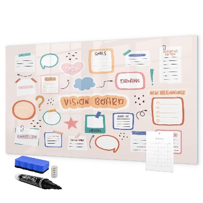Pizarra magnética de pared con rotulador Tablero de inspiración creativa y objetivos