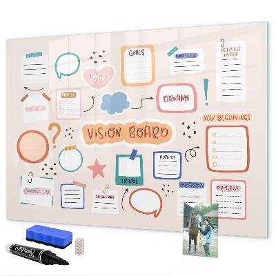 Pizarra magnética de pared con rotulador Tablero de inspiración creativa y objetivos