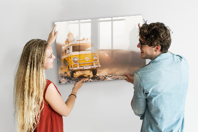 Pizarra magnética de pared con rotulador Recuerdos coloridos con la naturaleza como telón de fondo.