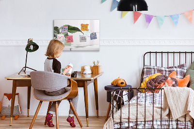 Pizarra magnética de pared con rotulador Plantas y recuerdos en la pared