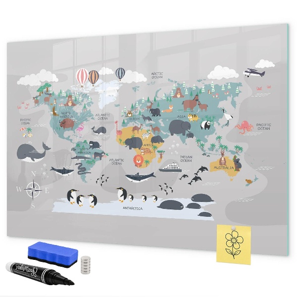 Pizarra magnética de pared con rotulador Mapa de aventuras con lugares por descubrir