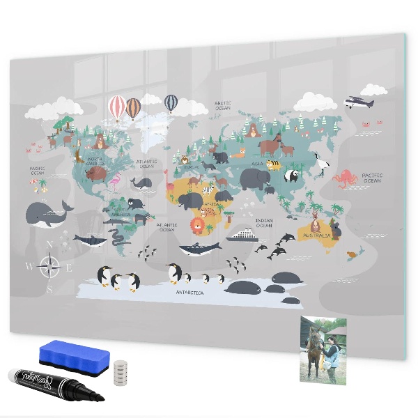 Pizarra magnética de pared con rotulador Mapa de aventuras con lugares por descubrir