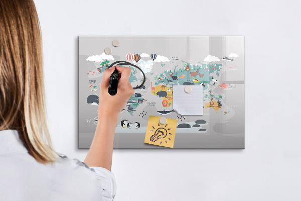 Pizarra magnética de pared con rotulador Mapa de aventuras con lugares por descubrir