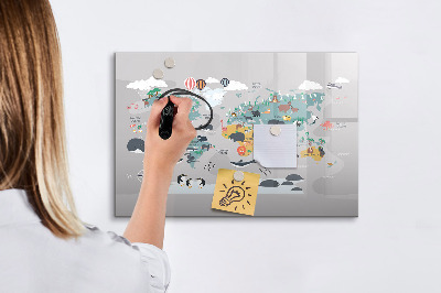 Pizarra magnética de pared con rotulador Mapa de aventuras con lugares por descubrir