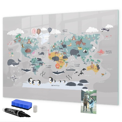 Pizarra magnética de pared con rotulador Mapa de aventuras con lugares por descubrir