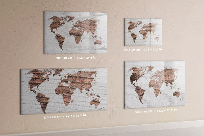 Pizarra borrable de cristal con imanes Mapa del mundo con ubicaciones de fotos